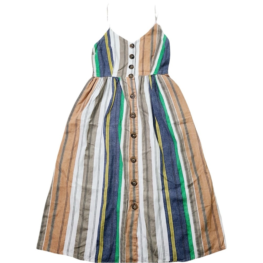 Japna Striped Midi Tank Dress- Cotton with pockets- small
